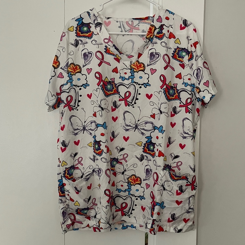 Butterfly cancer Print Scrub Top